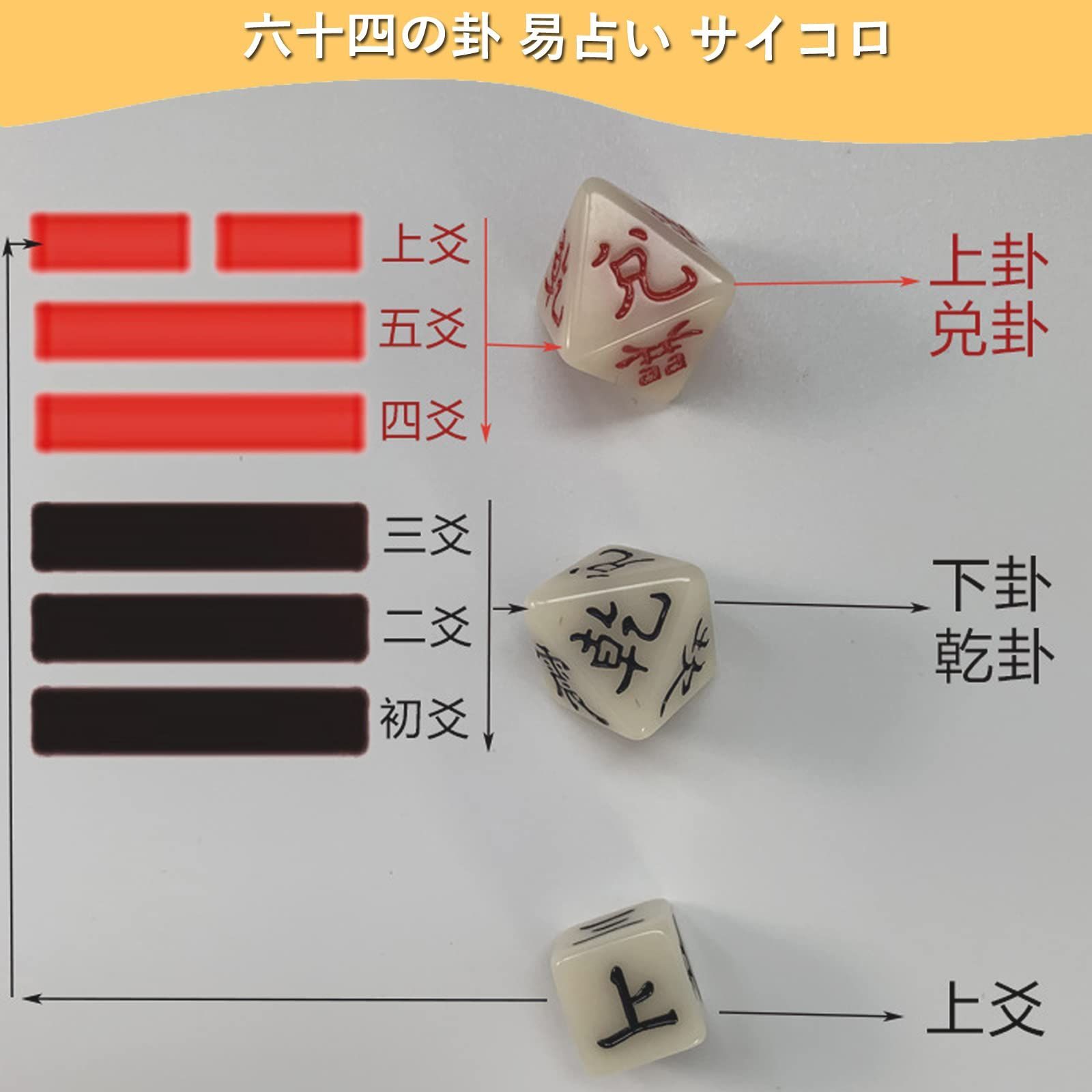 新着商品】易占い サイコロ 易経 八面体 3個セット 周易 ダイス 八卦