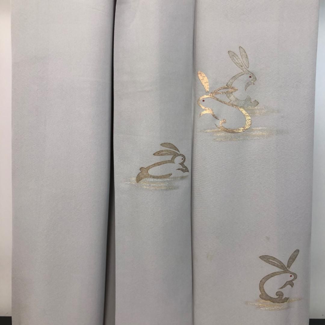 付下げ うさぎ柄 兎 金彩 白鼠色 K-5513 - メルカリ