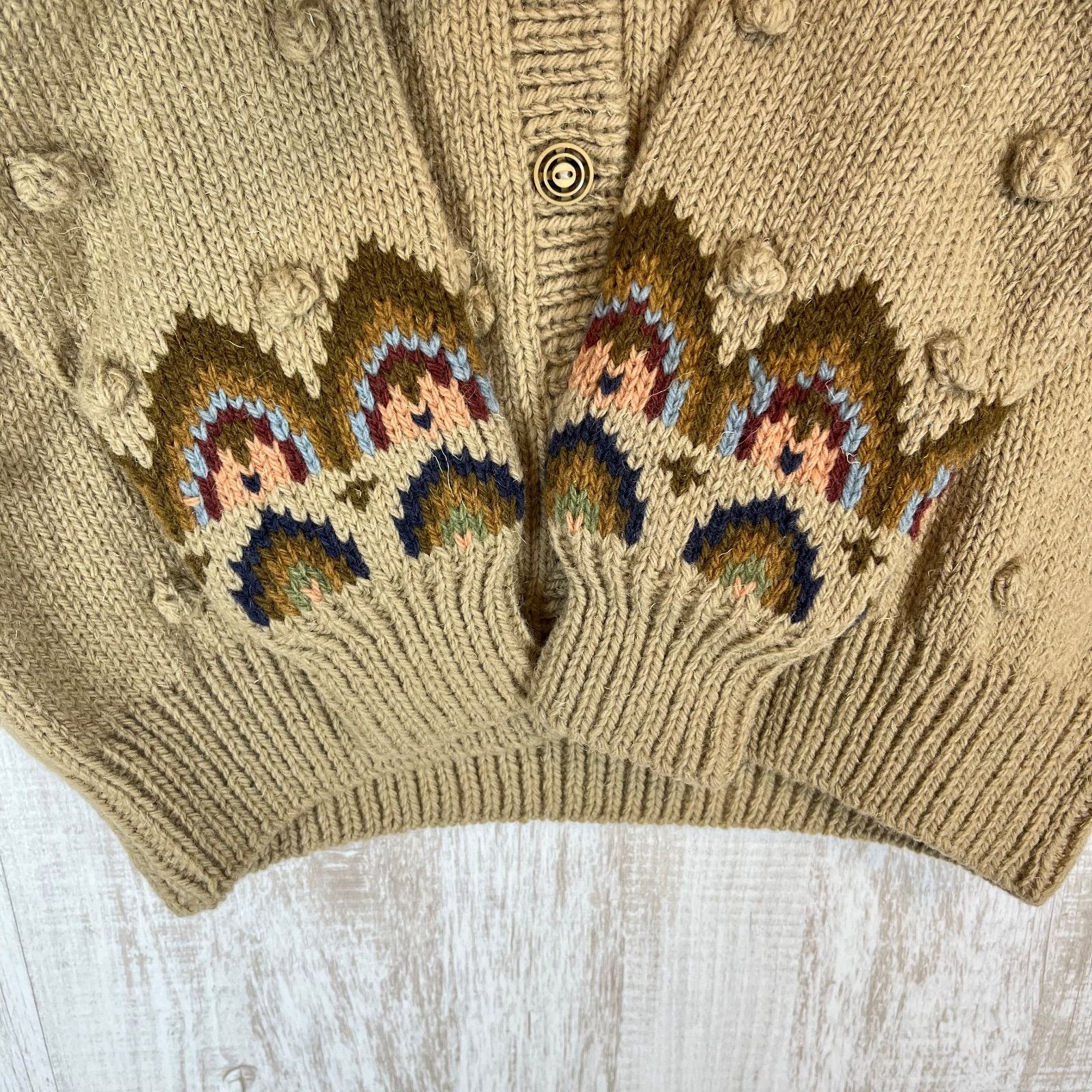 KANEKO ISAO カネコイサオ フェアアイル柄 ラグランスリーブ ウール