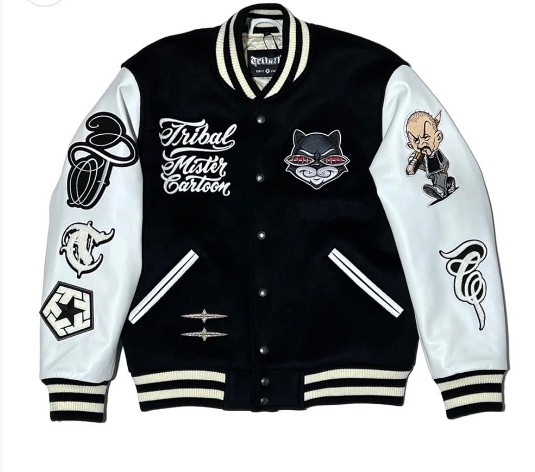 Mister Cartoon X Tribal - Black/White Varsity Jacket ミスター