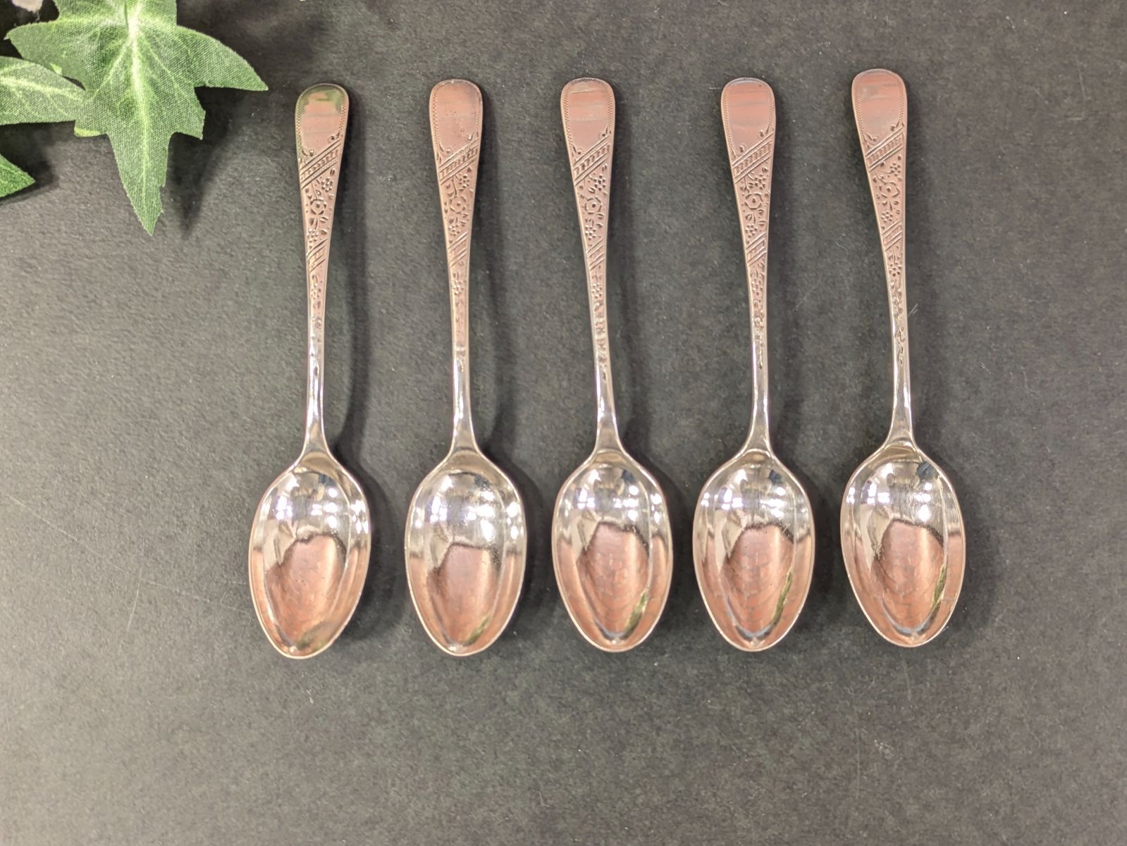 スターリングシルバー イギリス 1972年 ティースプーン 刻印入り 2本