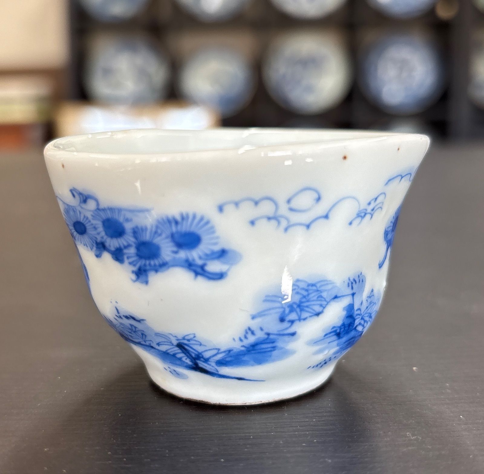 中国明時代 古染付煎茶碗5客 口径約4.3㎝ 東Y7-1212☆2Fタサチ 中国明