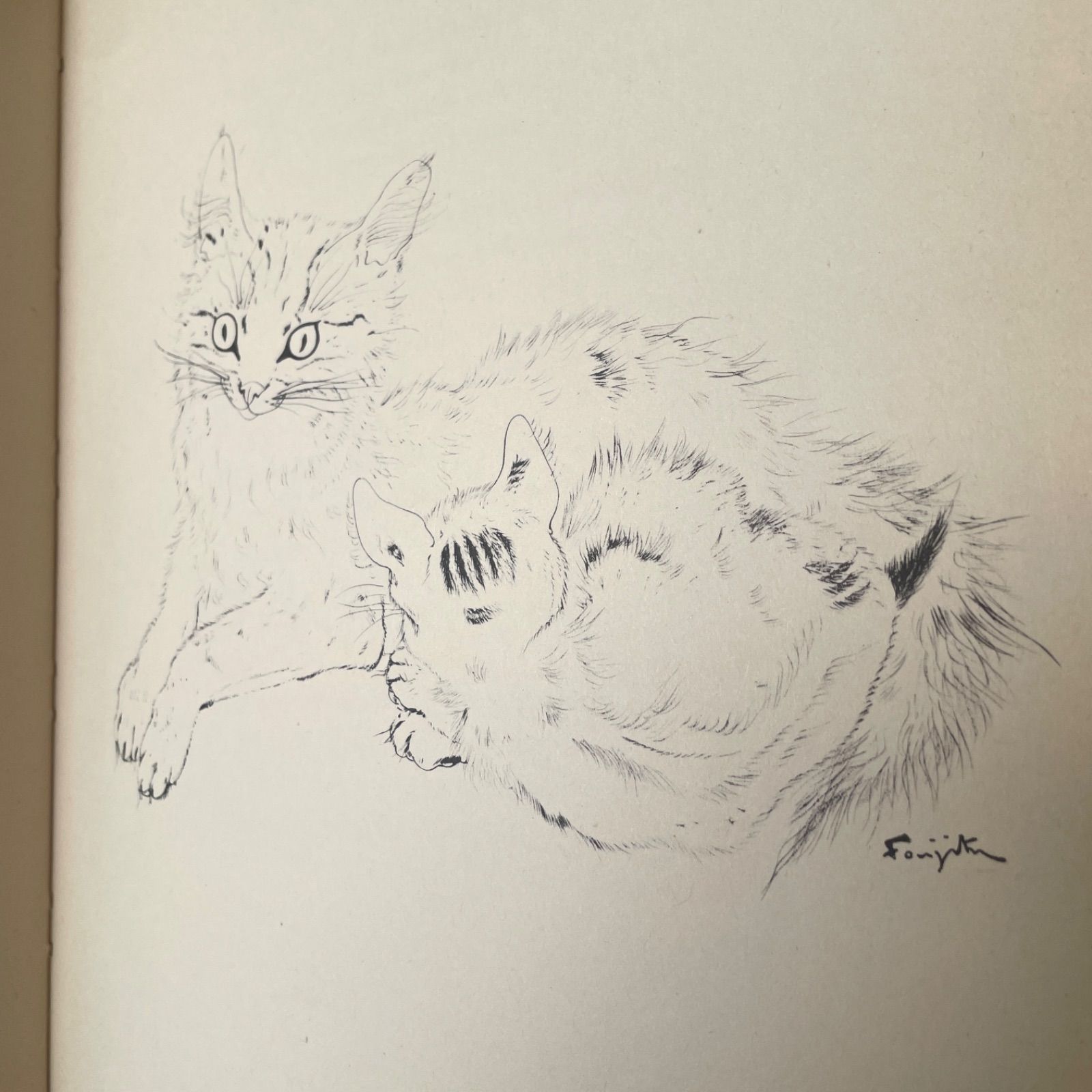 現品限り】1950年 初版「NIGHT AND THE CAT」夜と猫 藤田嗣治 挿絵12点