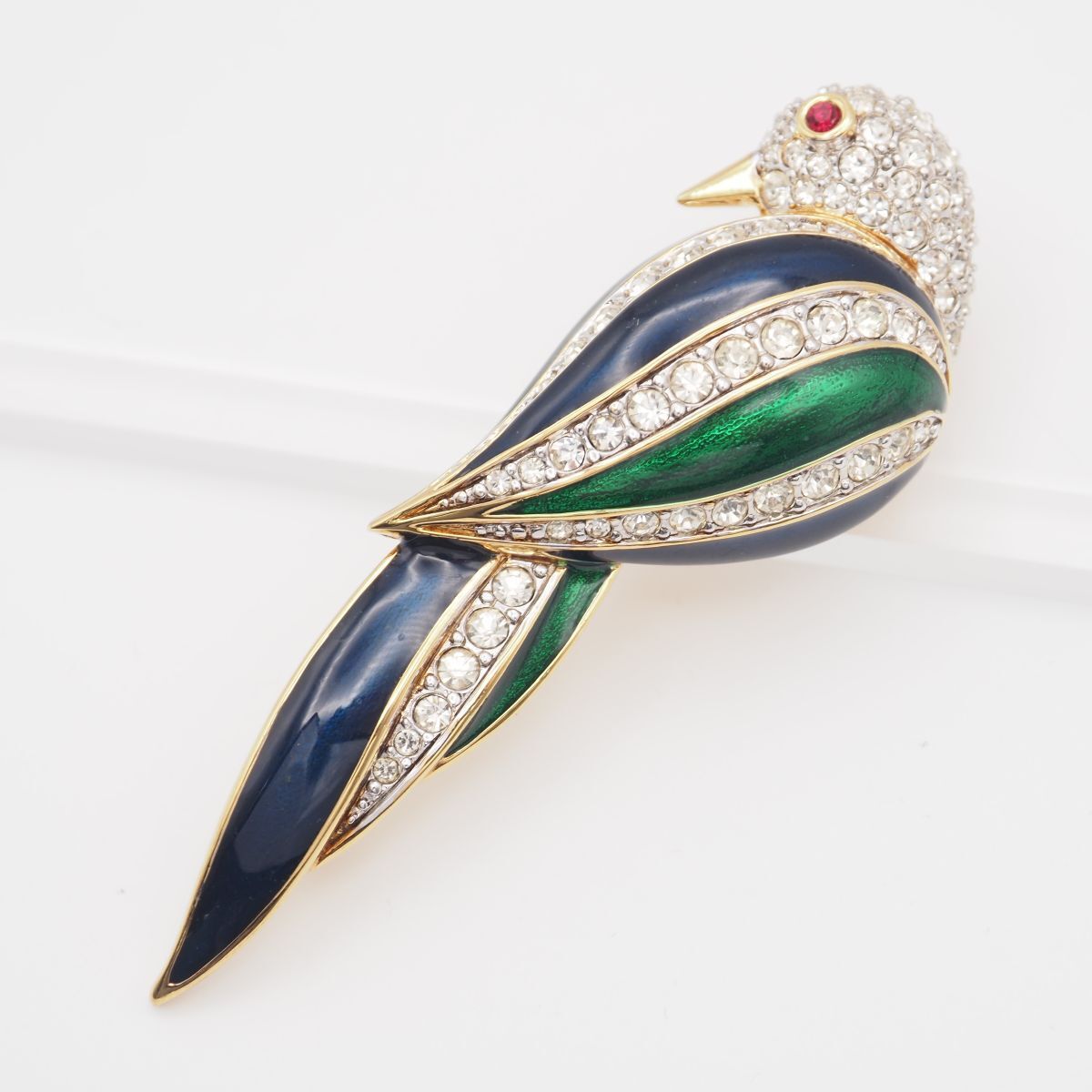 M902 ドーラン D'ORLAN ブローチ 鳥 バード グリーン ネイビー
