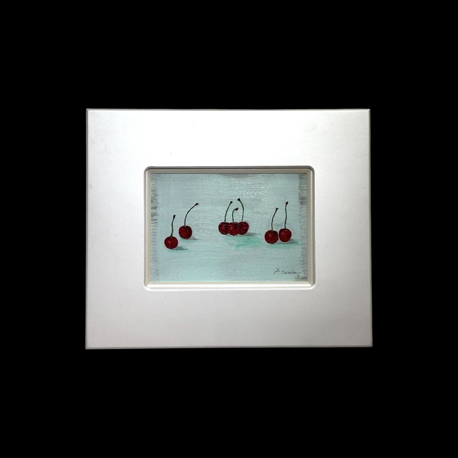 谷岡経津子 さくらんぼ 3号 油彩 油画 油絵 肉筆 原画 直筆サイン 共