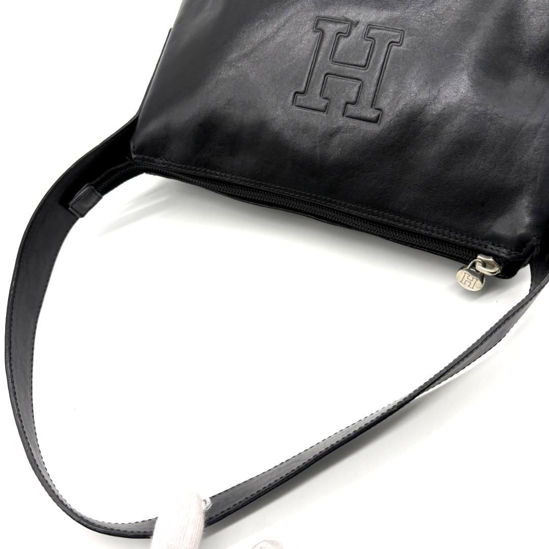 ヒロフ HIROFU レザー ショルダーバッグ ブラック ワンショルダー H