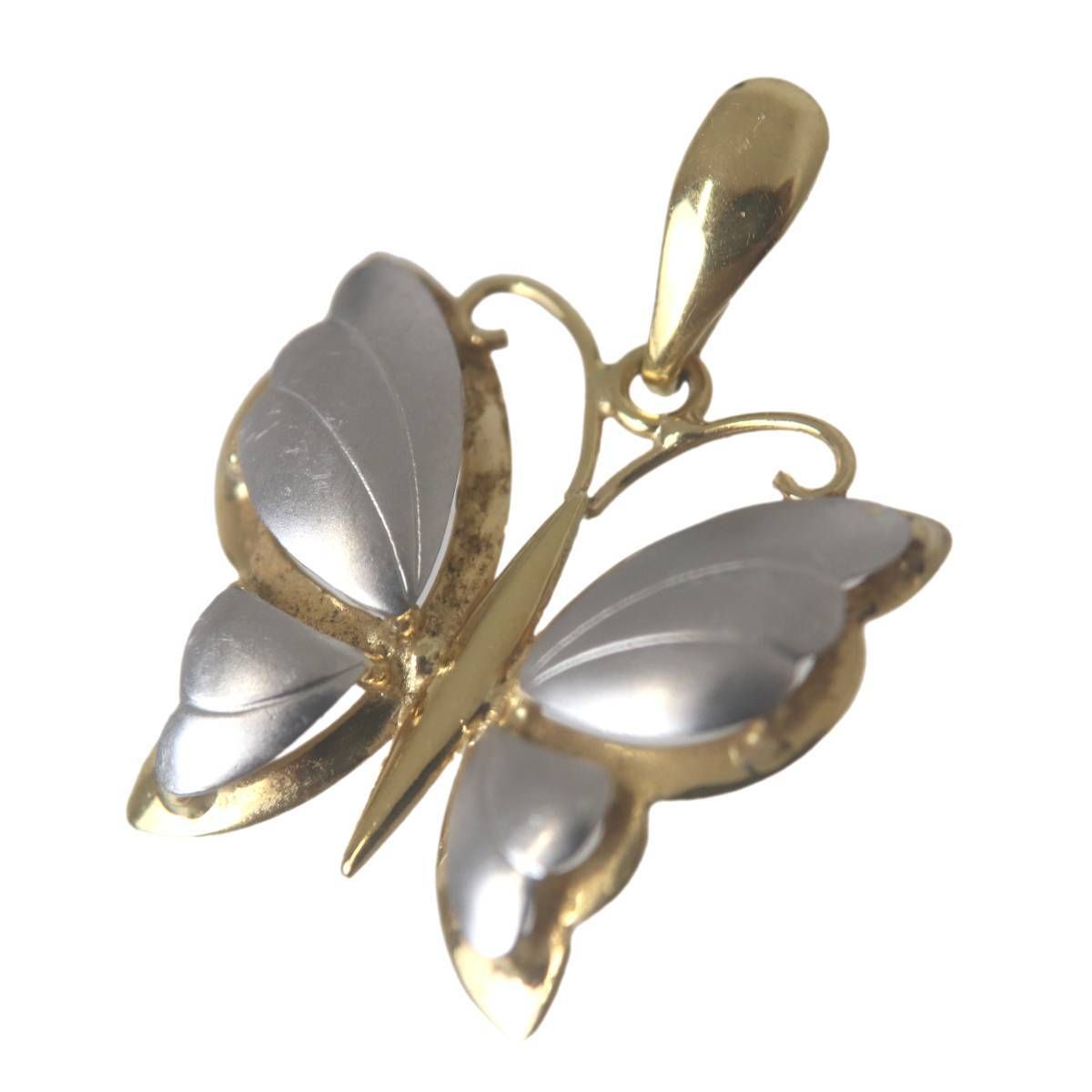 蝶モチーフ ペンダントトップ K18 18金×Pt900 プラチナ900 全長22.8mm