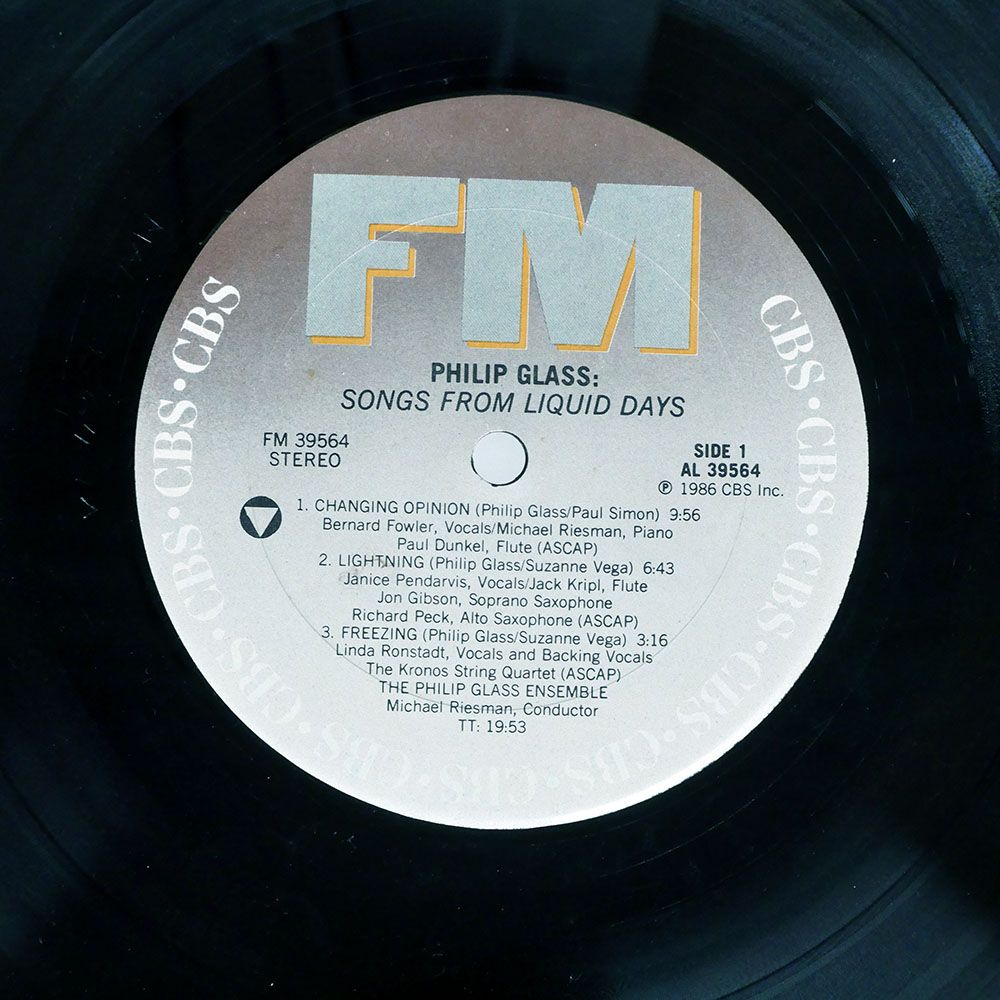 米 US盤 PHILIP GLASS/SONGS FROM LIQUID DAYS/CBS FM39564 LP - メルカリ