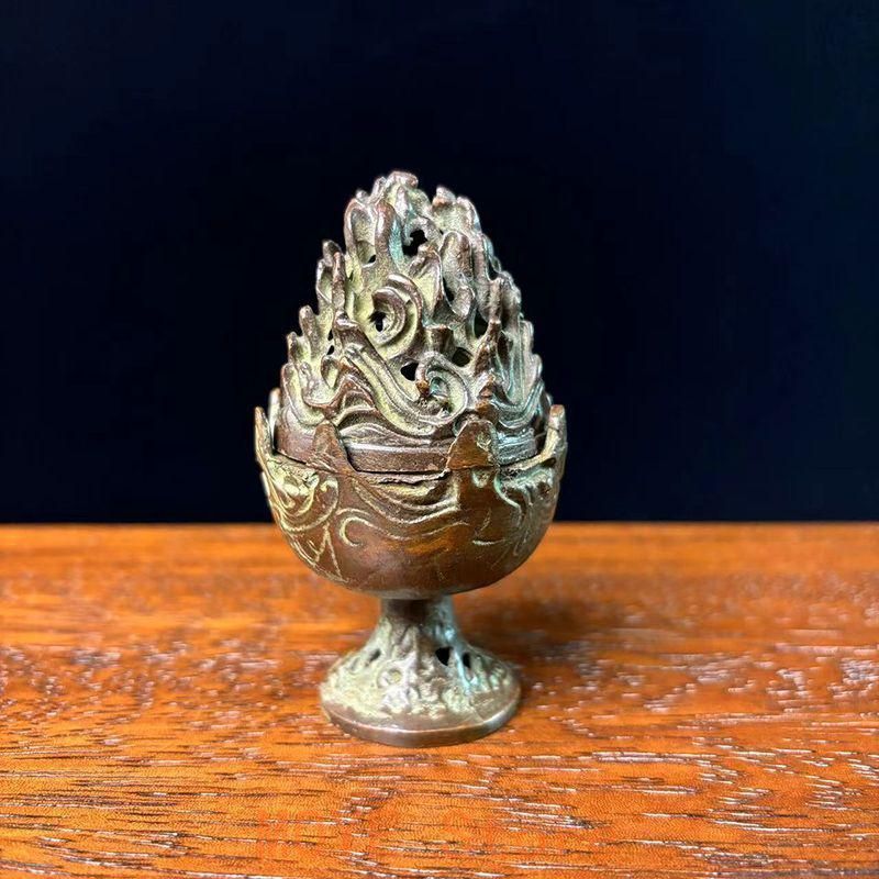 銅 細工 香炉 香道具 茶道具 装飾品 工芸品 置物 銅細工 白菜香炉 香挿