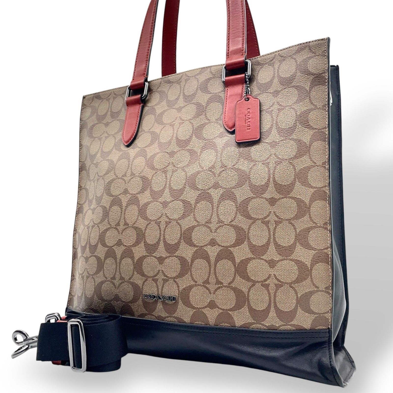 極美品 COACH コーチ 近年モデル 2WAY トートバッグ A4収納可 斜め掛け