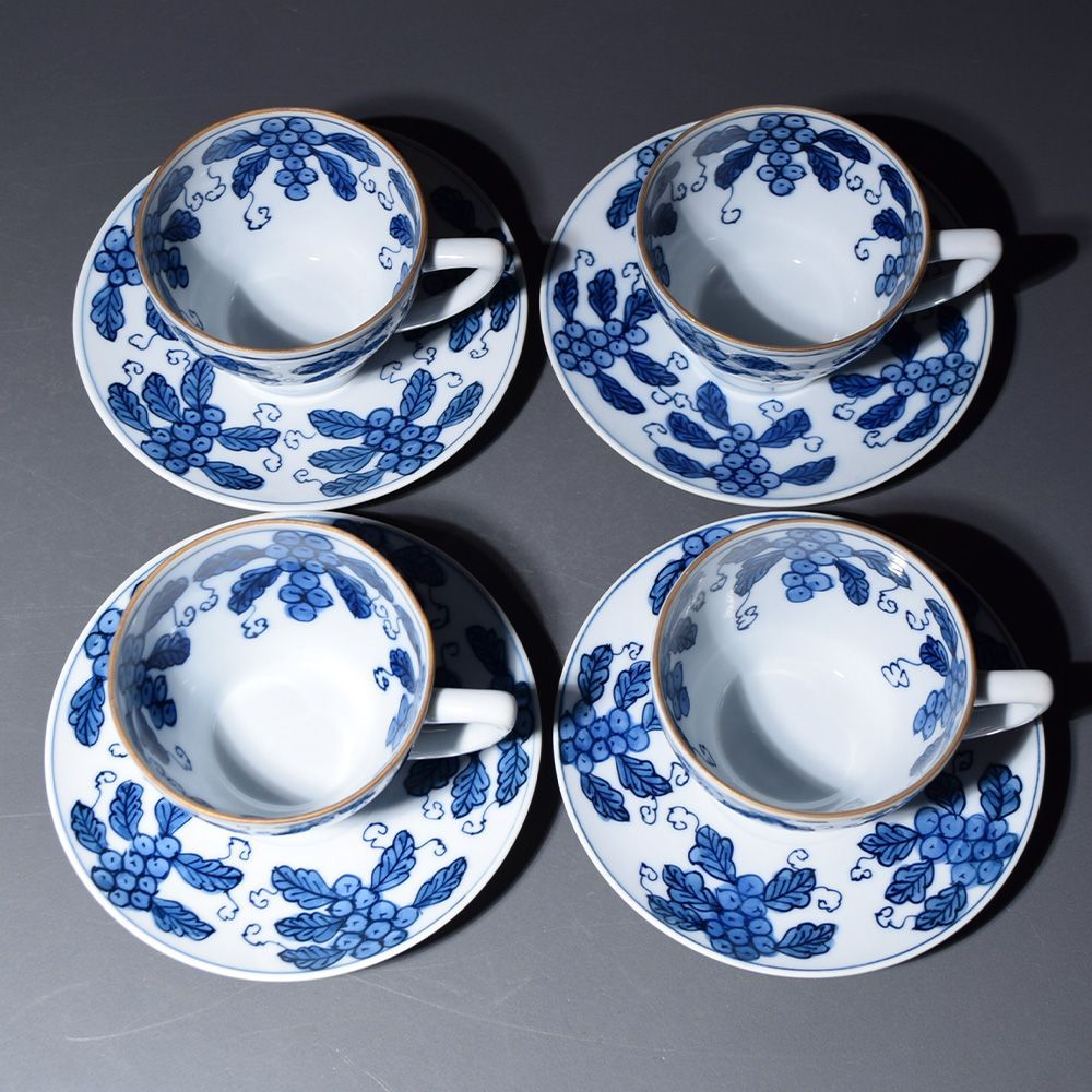 有田焼 源右衛門 染付葡萄 カップ&ソーサー コーヒーカップ コーヒー碗