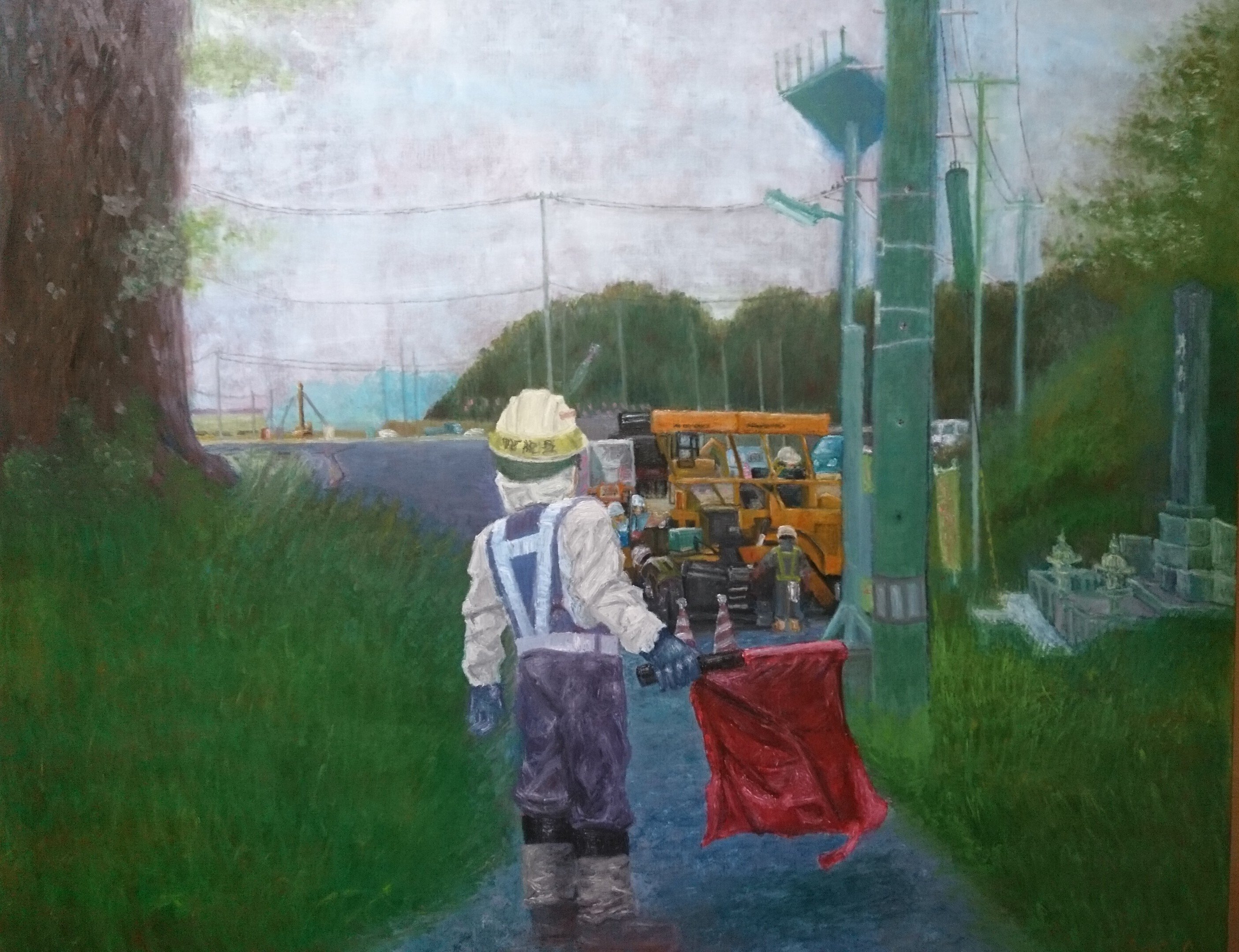 五月の空に想うF100油彩画