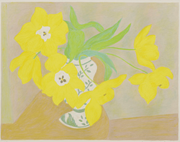 ピエール・ボンコンパン】 版画 / リトグラフ「白い花瓶の黄色い花