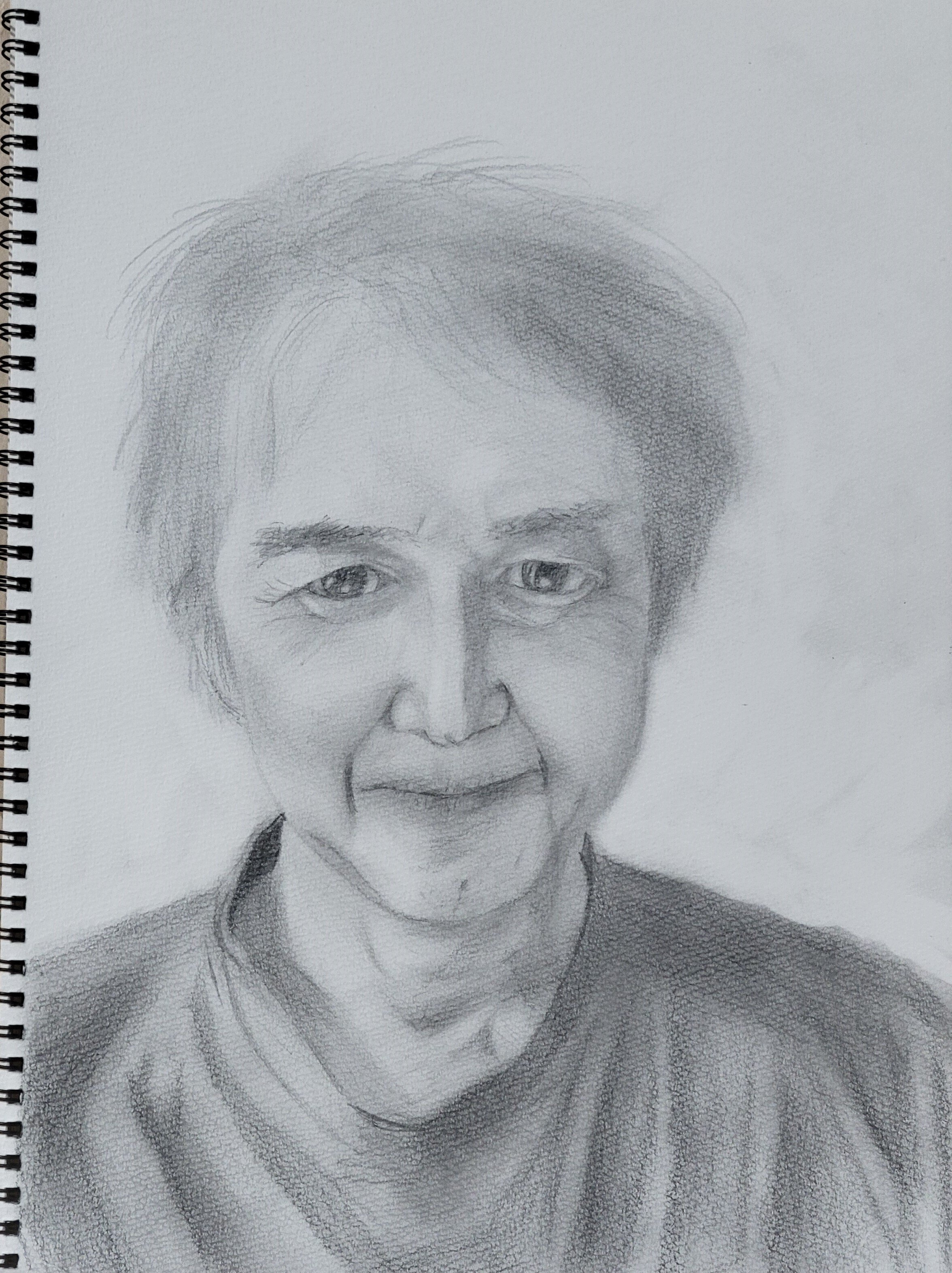 時の流れに」（鉛筆 B4スケッチブック）歳を取ると、顔を描くにも