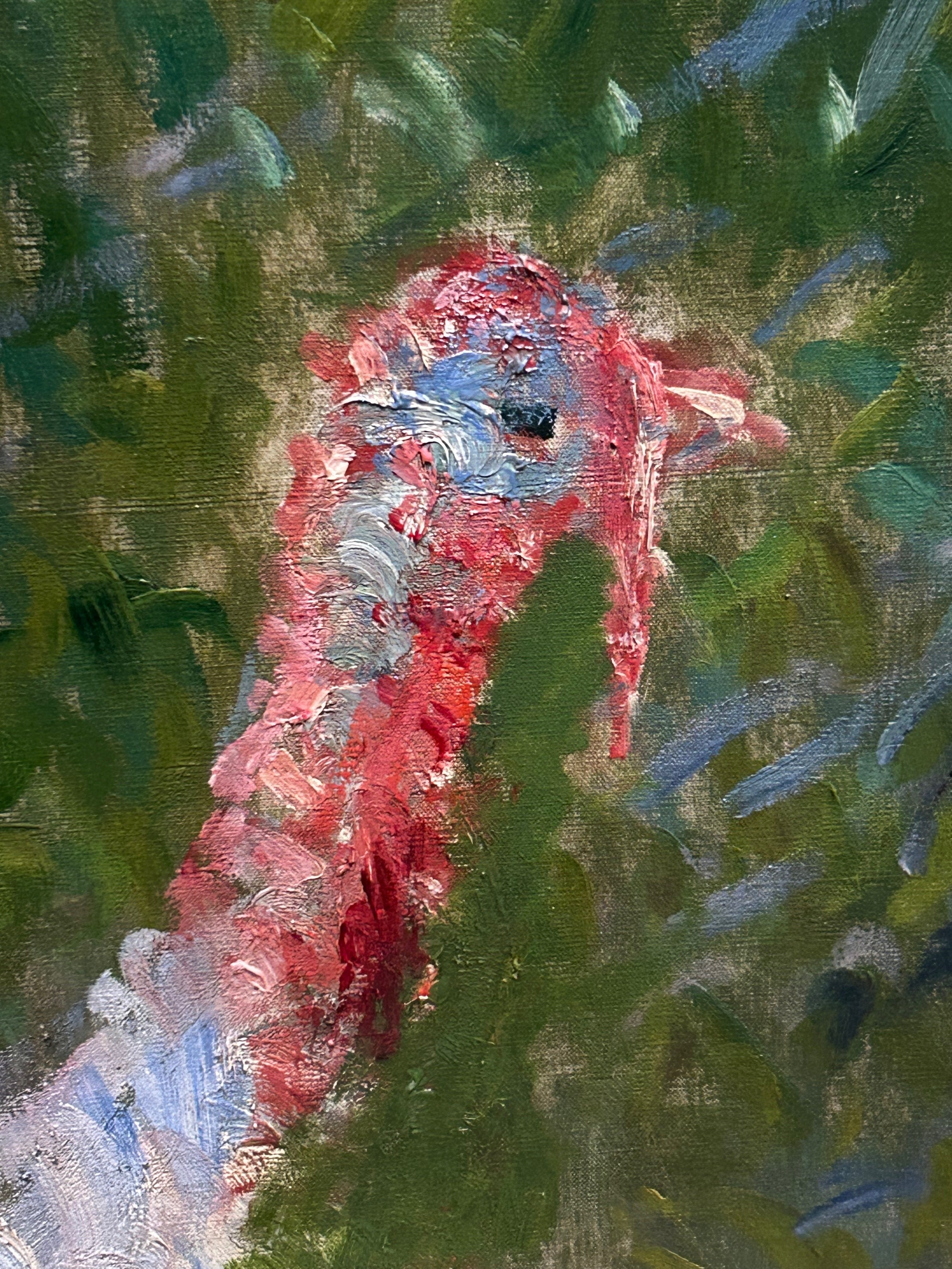 油絵 ロンロンロン 鳥の家族のティータイム 油絵 ロンロンロン 鳥の