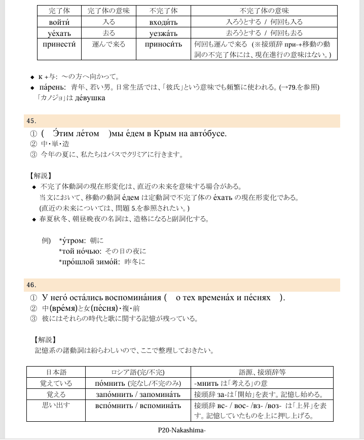 ロシア語問題集『格変化トレーニング全集中185題』の発売告知