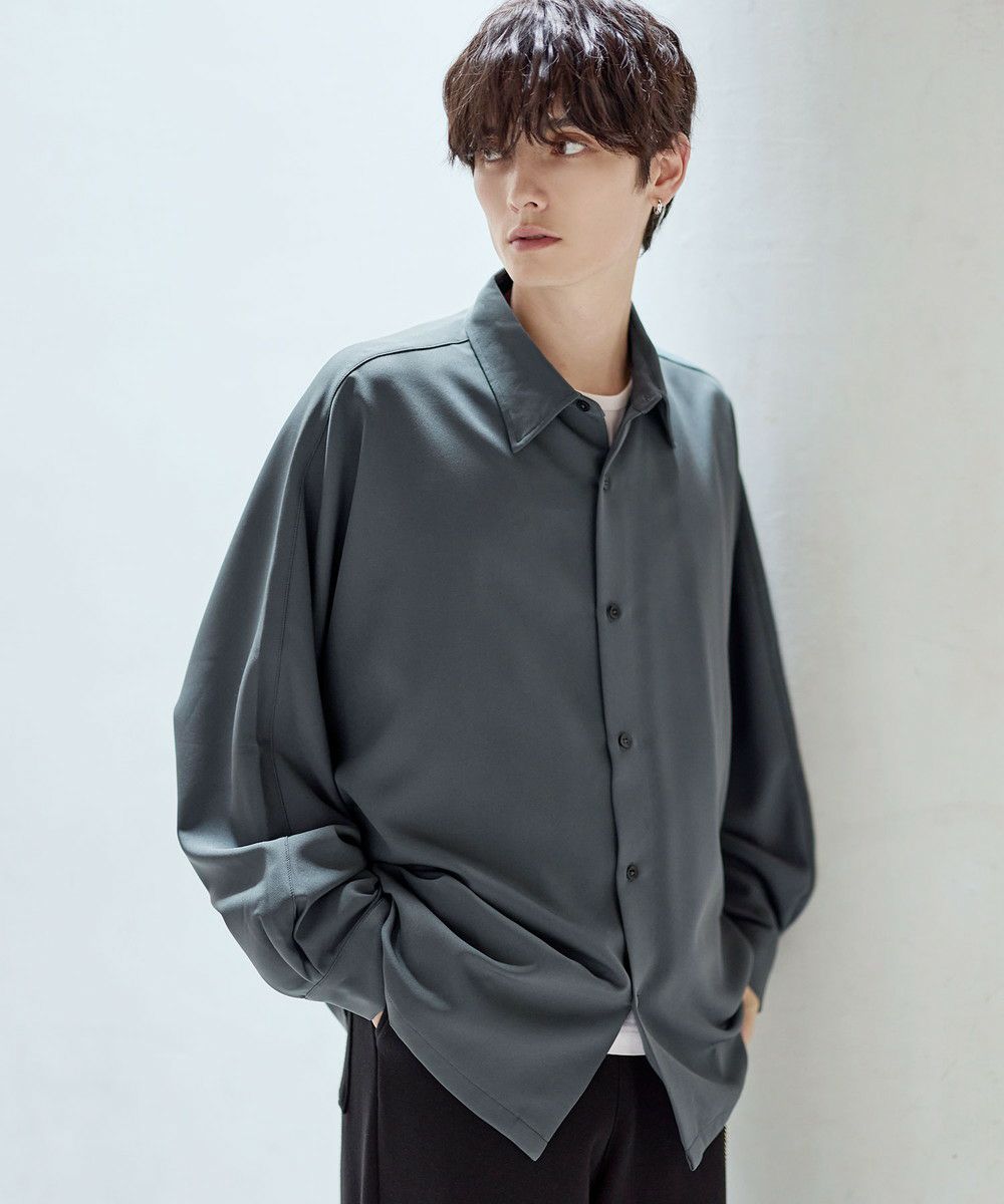 リッチドレープスムースビッグシルエットドルマン長袖シャツ TPU/総柄