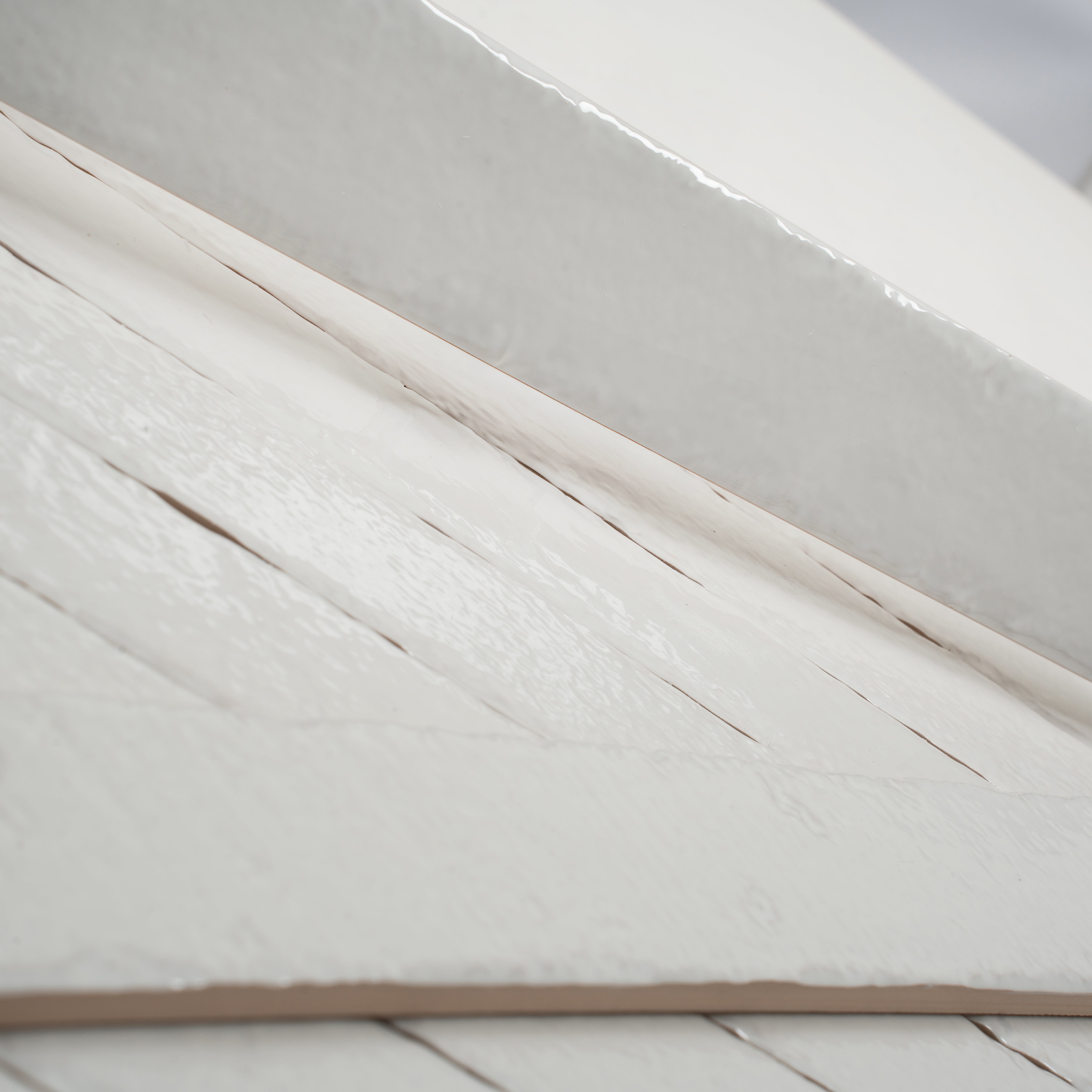 Soft White 2x16 Glossy Zellige Subway Ceramic Tile (50 pack, 10.76