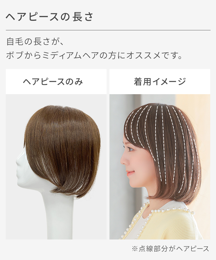 部分ウィッグ/総手植え人毛MIXヘアピース シルクスキン セミショート