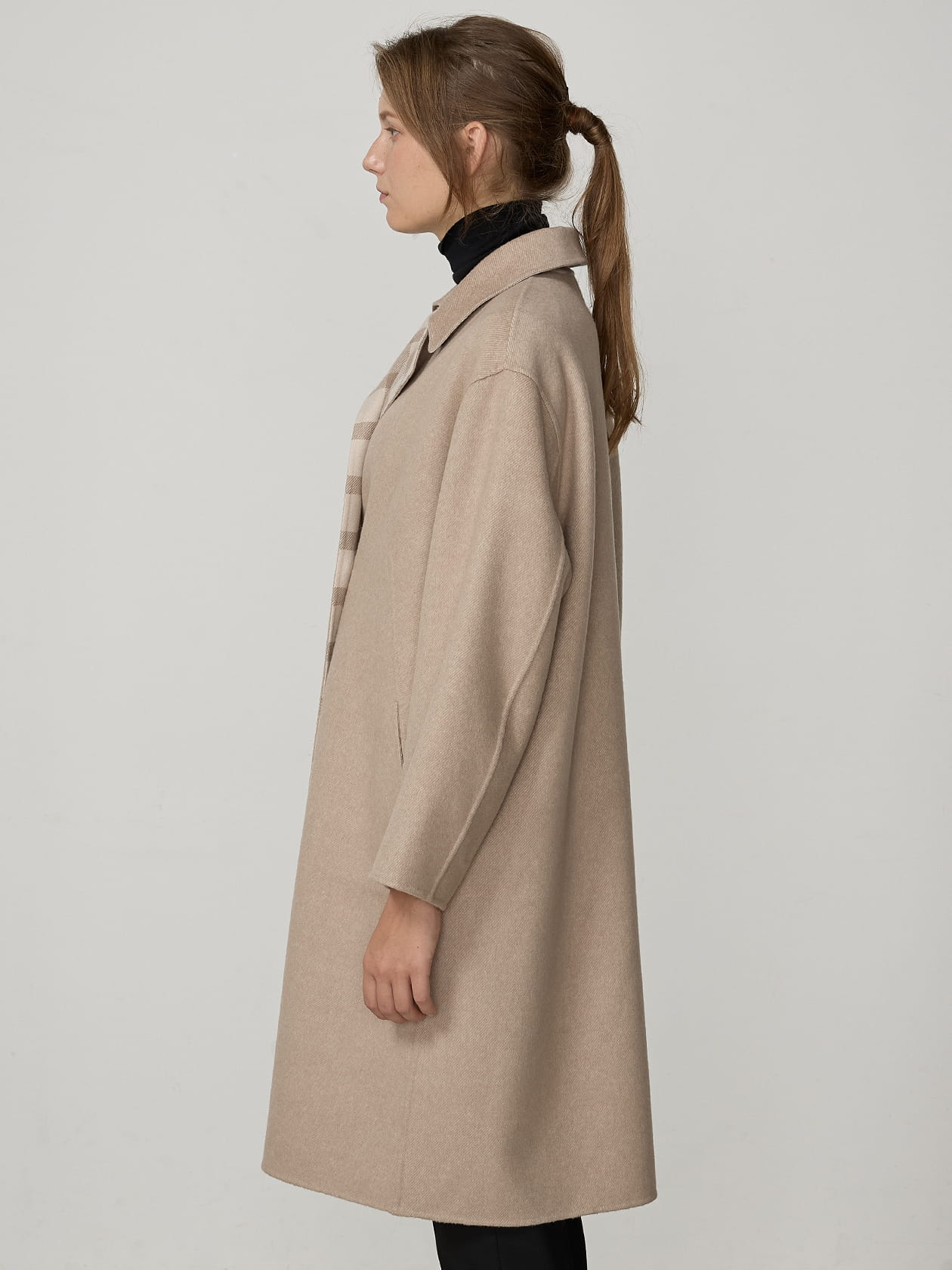 カシミヤブレンドチェックリバーシブルコート