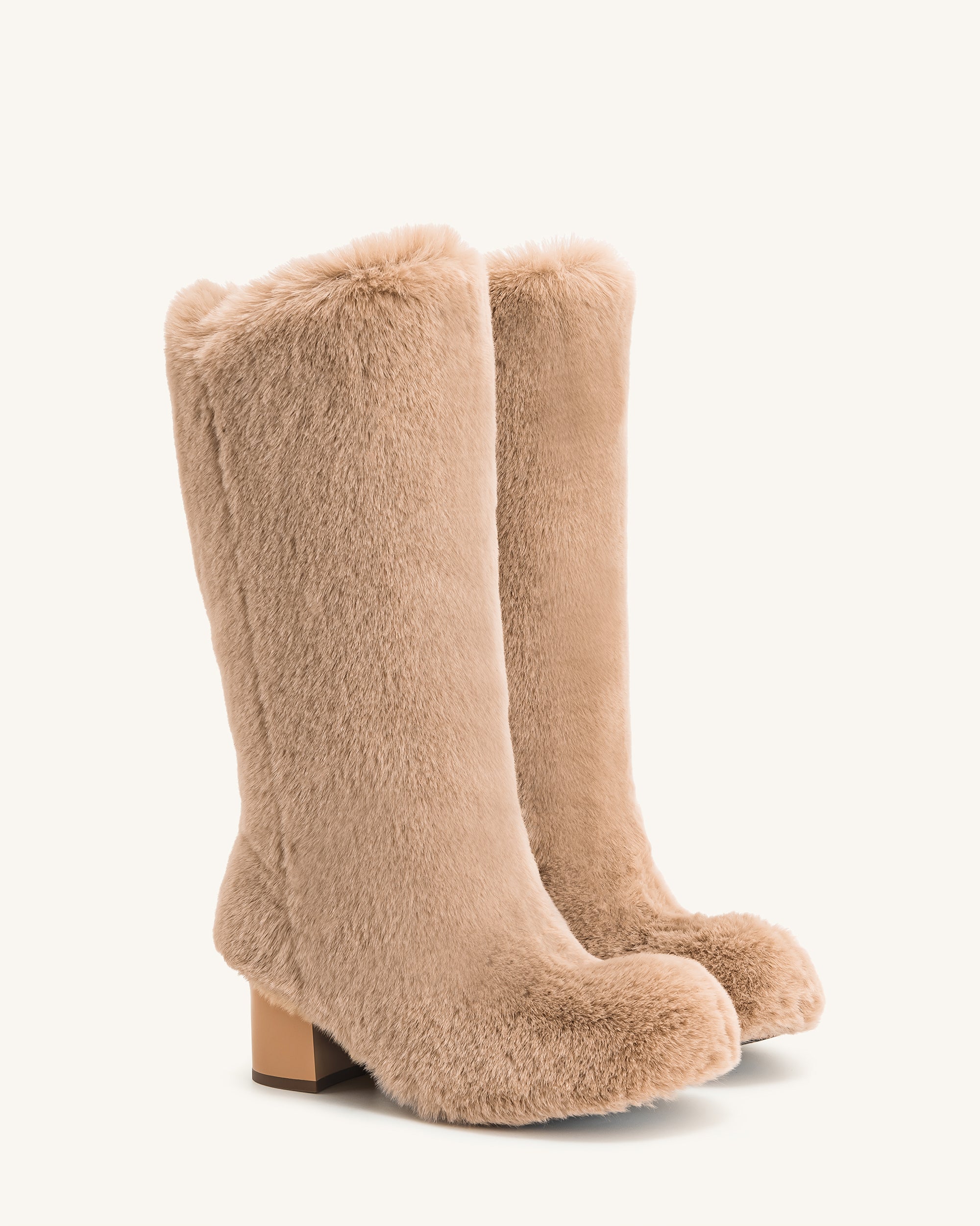 Isabella Slouchy Faux Fur Boots - Beige | JW PEI