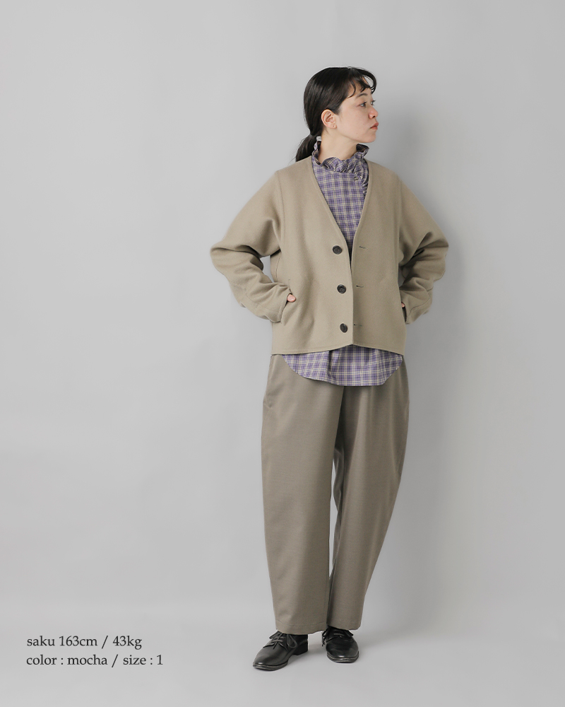 60%OFF】LOEFF ロエフ ウール カシミヤ Vネック ノーカラー ジャケット