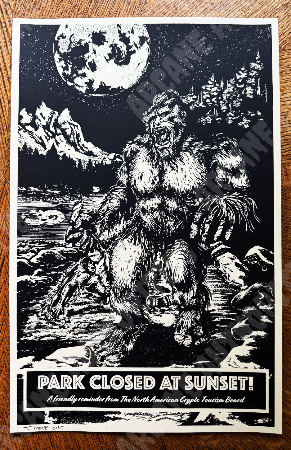 Park closed at Sunset (Bigfoot) 11” X 17” Silkscreened print