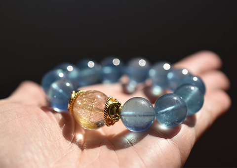 ジュエル・ブレス 「青龍・金脈」ルチルクォーツ*アクアマリン