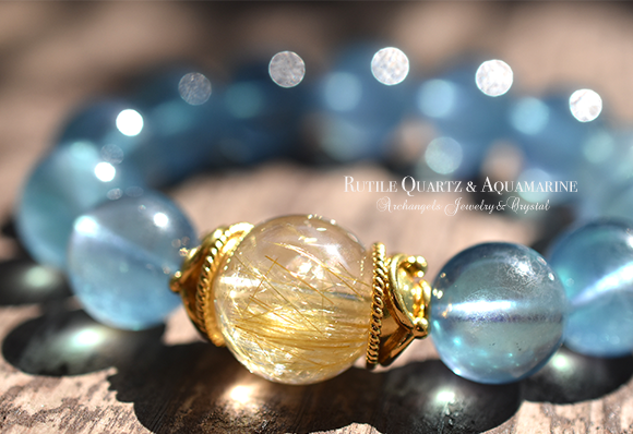 ジュエル・ブレス 「青龍・金脈」ルチルクォーツ*アクアマリン