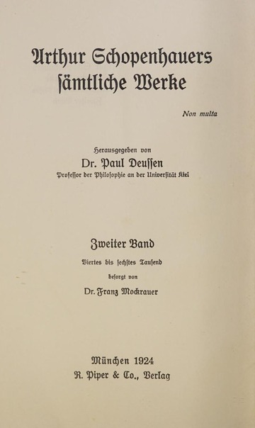 Arthur Schopenhauers sämtliche Werke  : Schopenhauer, Arthur