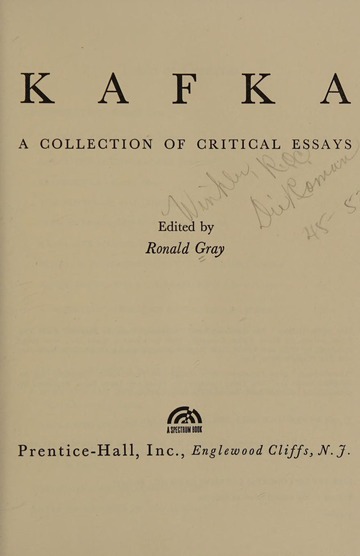 希少1965 A Collection of Critical Essays 希少1965 A Collection of