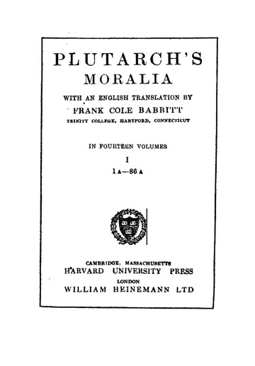Plutarch's Moralia in sixteen volumes. Vol.1: 1A-86A [Loeb 197