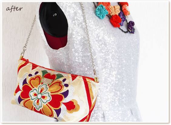 帯リメイク実例】収納力アップの帯パーティーバッグに | 帯バッグの