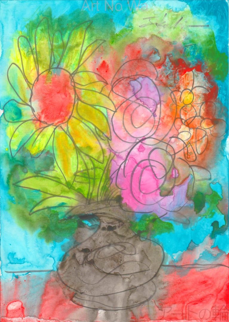 向日葵と薔薇の花瓶 | アートの輪