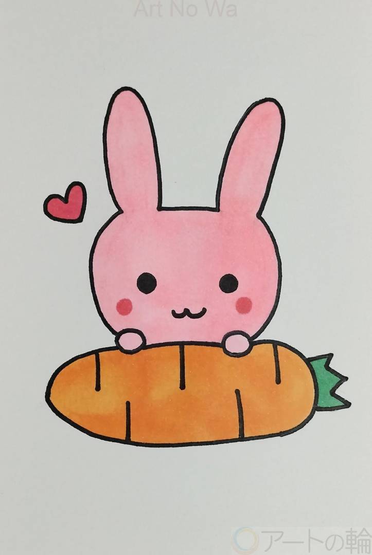 手描きイラスト にんじんを持ったうさぎ | アートの輪