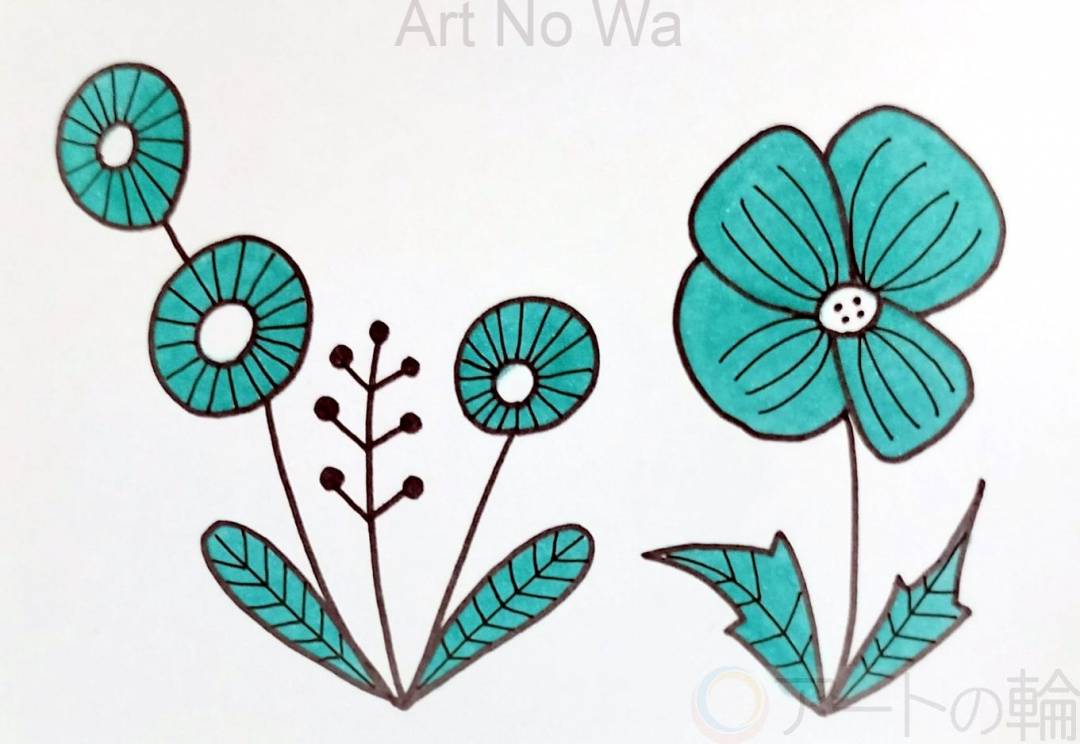 手描きイラスト 北欧風の花 | アートの輪