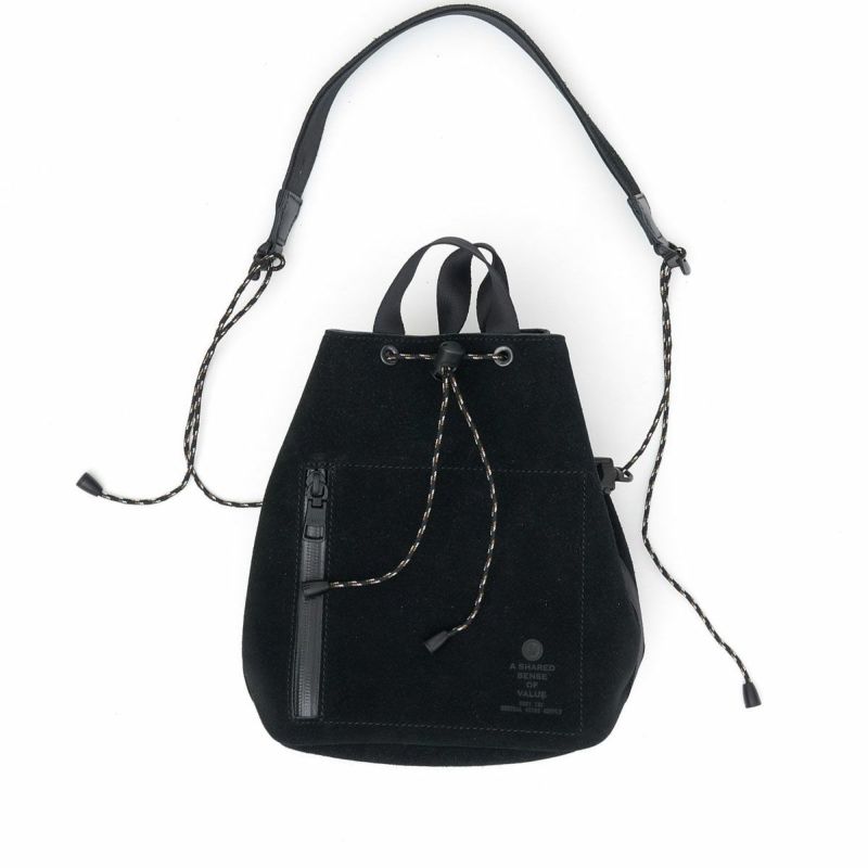 WATER PROOF SUEDE DRAWSTRING BAG/BLACKウォータープルーフスエード