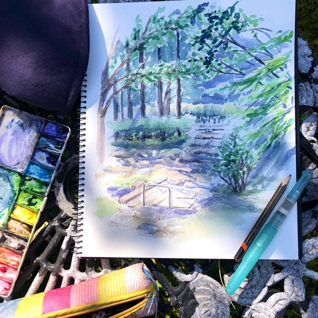 水彩スケッチ 現場か写真か - Akiko Inoue Watercolor - Atelier ORANGE