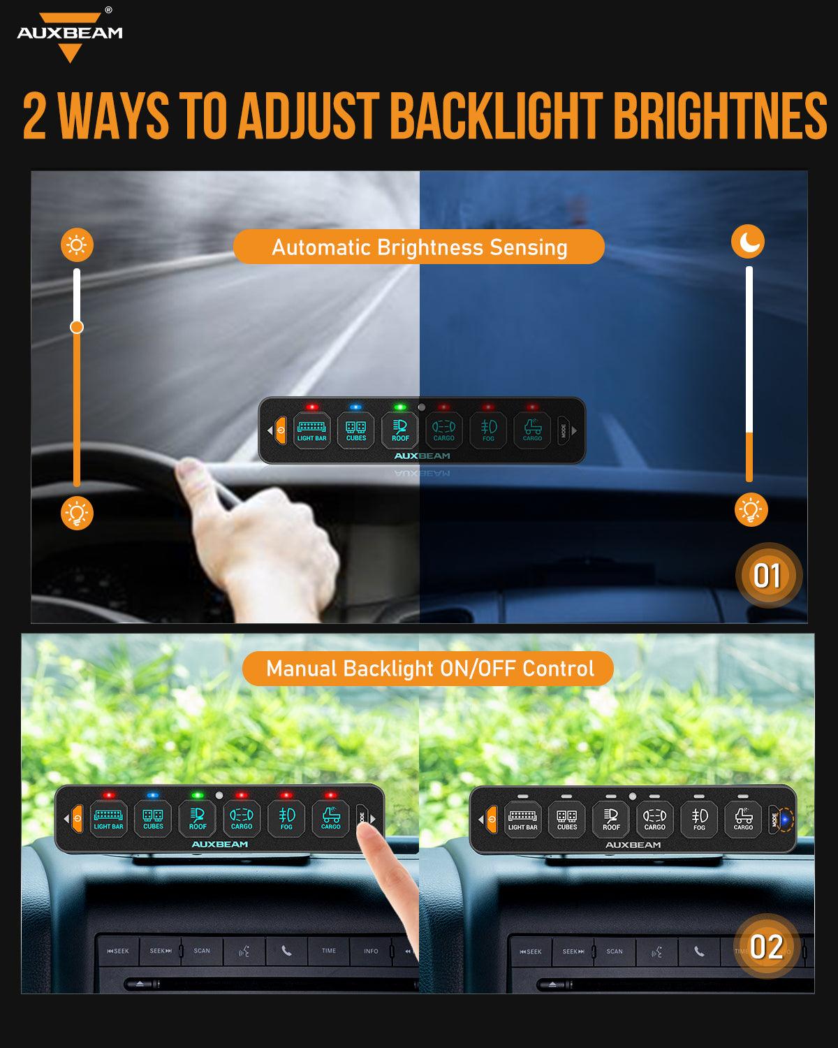 Auxbeam® AS-R60 RGB Slim Switch Panel, Toggle/ Momentary/ Pulsed