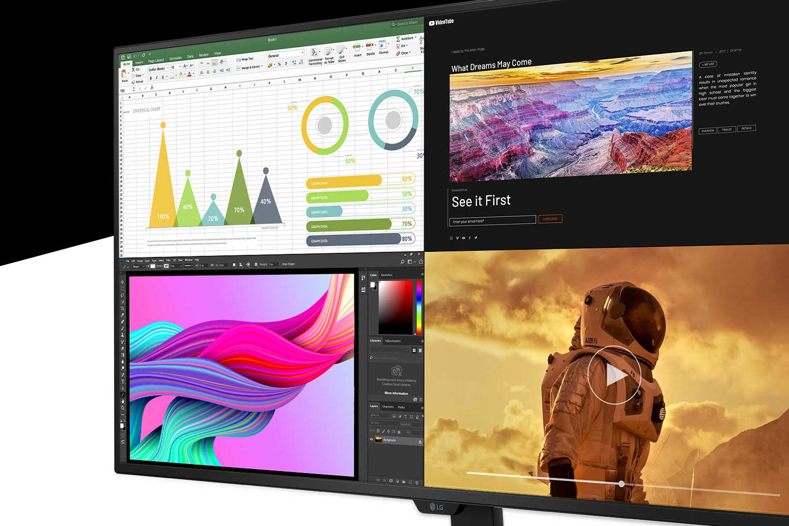 西川善司の大画面☆マニア】LGの変態的マルチ4Kディスプレイ、4画面で