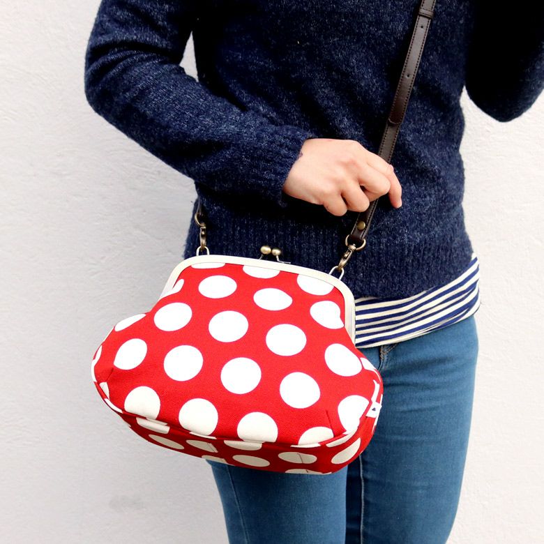 受注生産品】がま口ポシェット【帆布・唐草/水玉】 | がま口の専門店