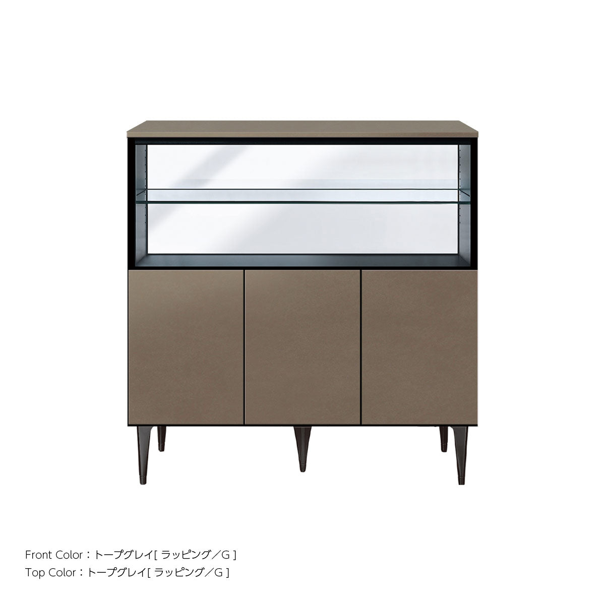 綾野製作所 ゼノノワール 幅90cm サイドボード 板扉 オープン棚