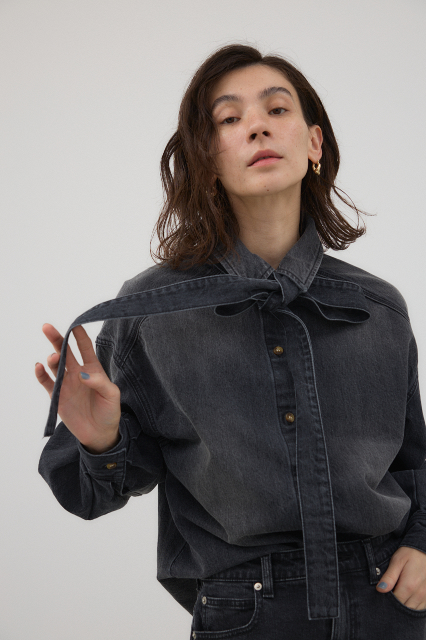 crie conforto】ボウタイデニムシャツ｜WOMEN｜254IST10-027C｜AZUL BY