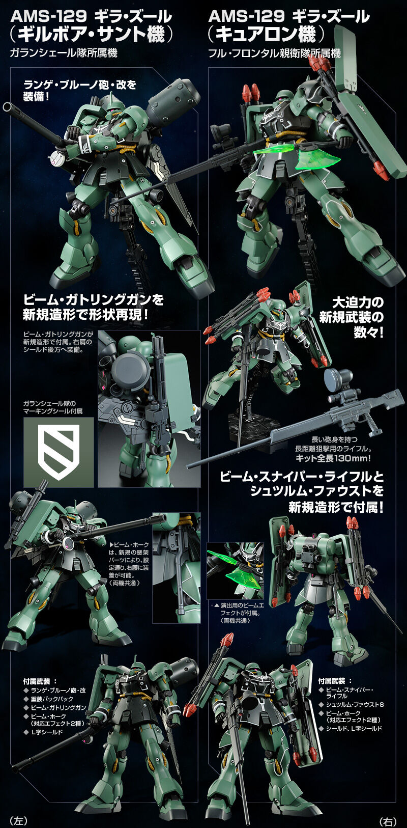 HGUC 1/144 AMS-129 ｷﾞﾗ・ｽﾞｰﾙ(ｷｭｱﾛﾝ機)/ｷﾞﾗ・ｽﾞｰﾙ(ｷﾞﾙﾎﾞｱ・ｻﾝﾄ機