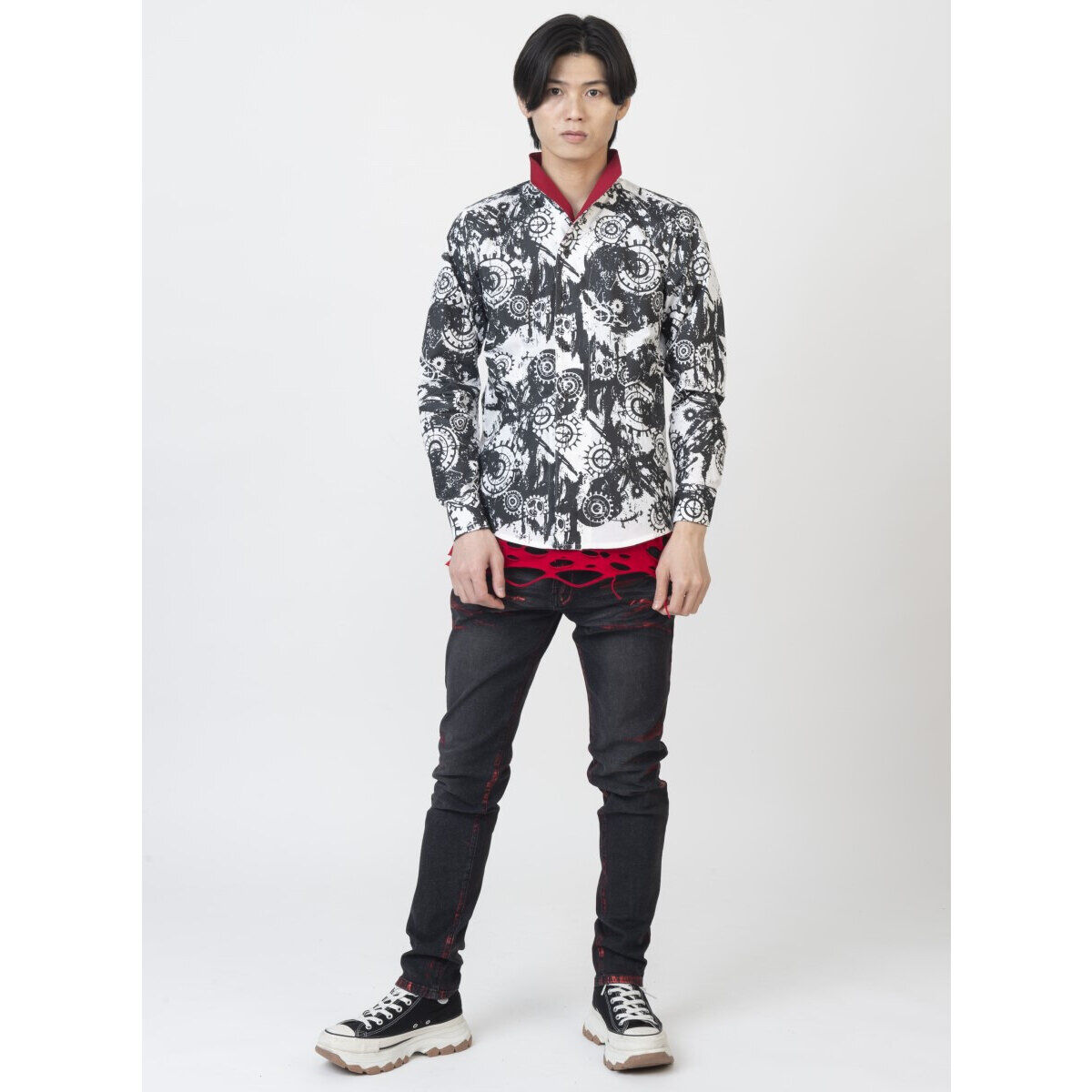 爆上戦隊ブンブンジャー×h.NAOTO ブンレッド／範道大也 総柄シャツ