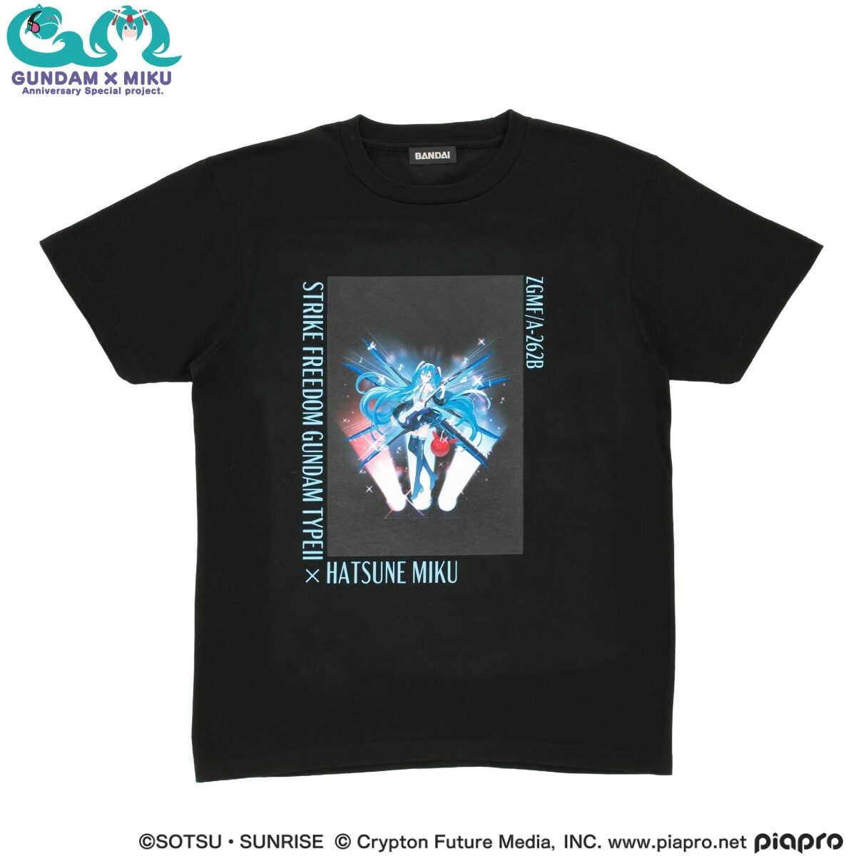 ガンダム45周年 × 初音ミク Tシャツ ZGMF/A-262B ストライクフリーダム