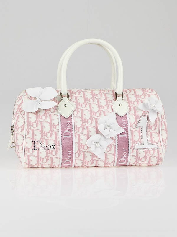Christian Dior Pink Logo Canvas Girly Flowers Boston | Yoogi's Closet