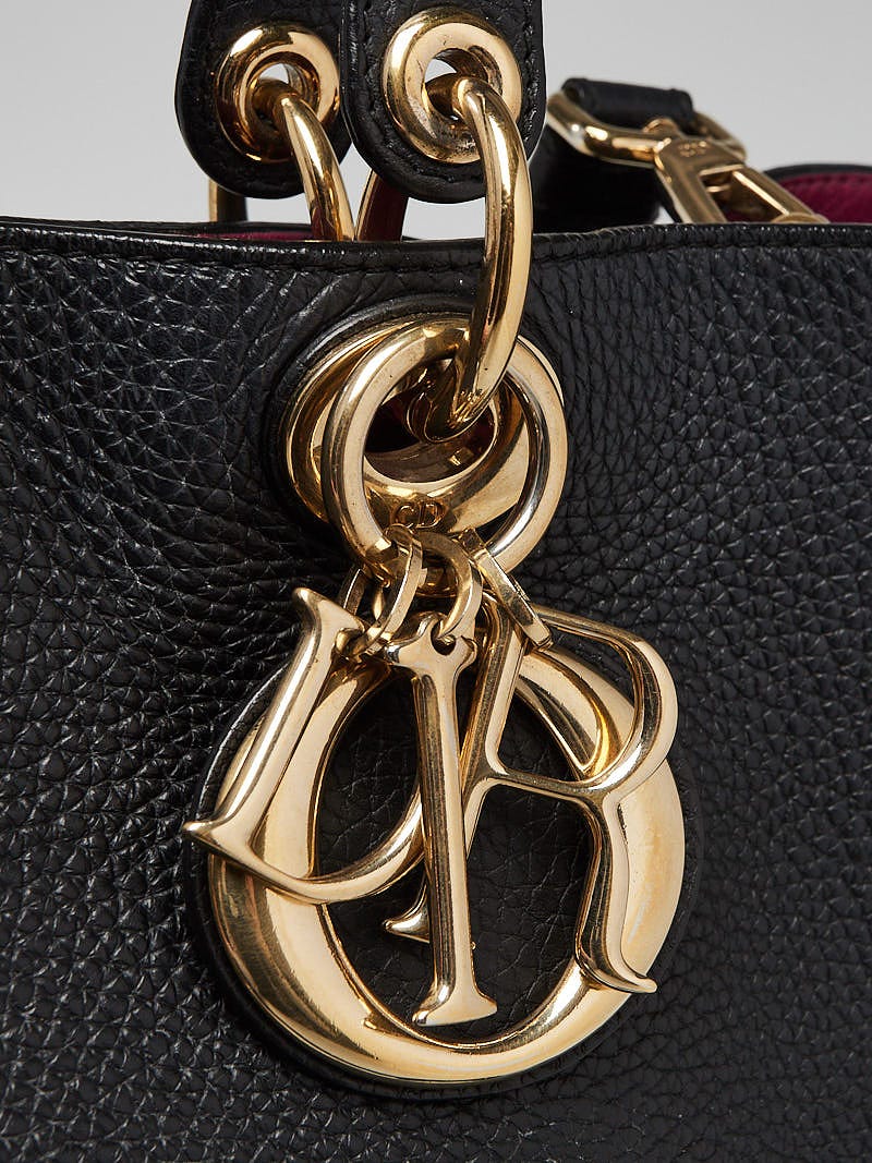 Christian Dior Black Pebbled Calfskin Leather Large Diorissimo