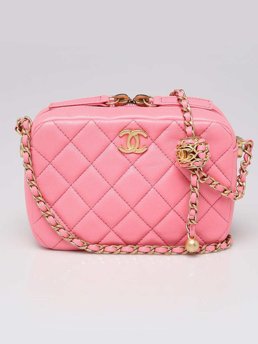 Chanel Pink Quilted Lambskin Leather Pearl Crush Camera Crossbody