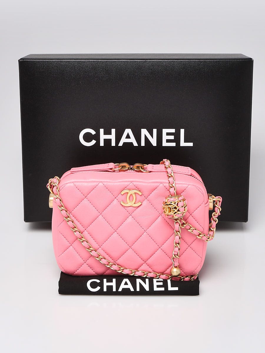 Chanel Pink Quilted Lambskin Leather Pearl Crush Camera Crossbody